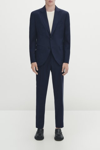 Pantalon de costume bleu en laine - Bleu marine