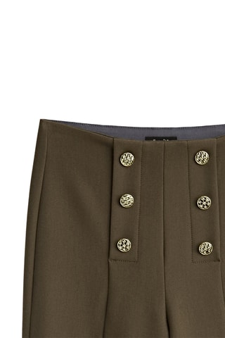 Pantalon flare boutons dorés - Kaki