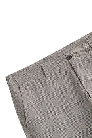 Pantalon chino jogger fit en lin à carreaux - Gris clair chiné