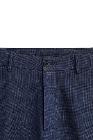 Pantalon chino jogger fit en lin à carreaux - Bleu marine