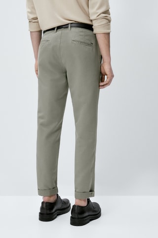 Pantalon chino avec du lin tapered fit - Kaki