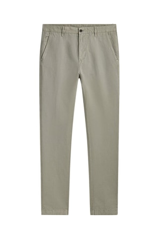 Pantalon chino avec du lin tapered fit - Kaki
