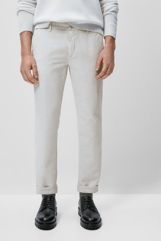 Pantalon chino lin et coton coupe slim - Gris