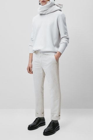 Pantalon chino lin et coton coupe slim - Gris