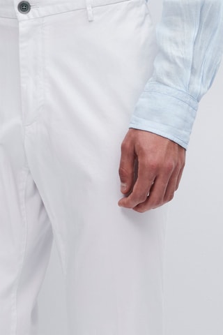 Pantalon chino en coton et lin tapered fit - Blanc