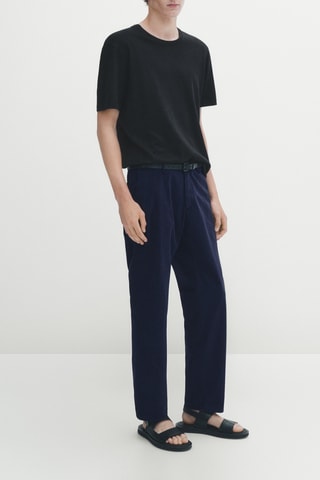 Pantalon chino en coton droit - Bleu marine