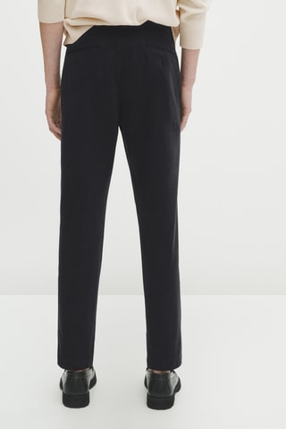 Pantalon chino mélange de coton coupe tapered - Bleu marine