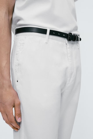 Pantalon chino avec du lin tapered fit - Blanc
