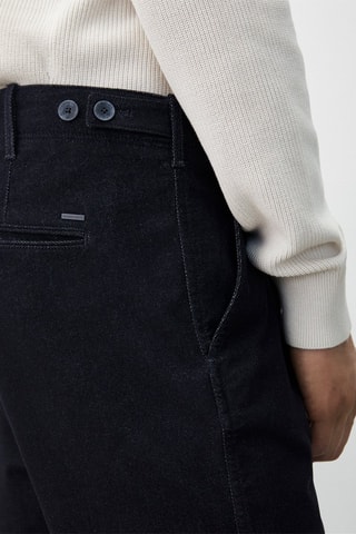 Pantalon faux uni passants sur les côtés - Bleu marine