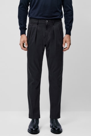 Pantalon chino en coton tapered - Bleu marine