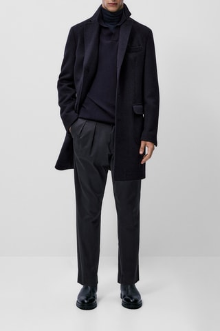 Pantalon chino en coton tapered - Bleu marine