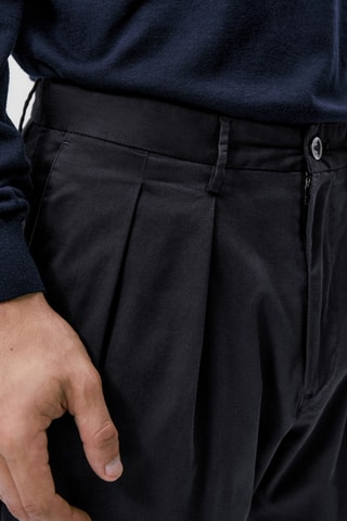 Pantalon chino en coton tapered - Bleu marine