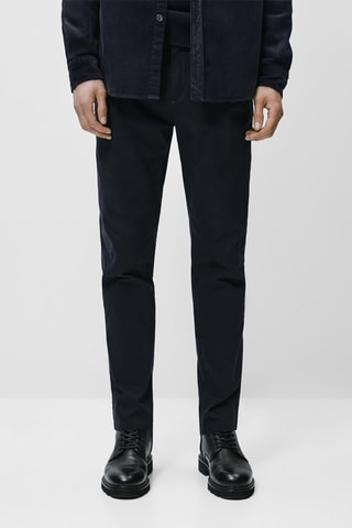 Pantalon chino à pinces sergé - Bleu marine