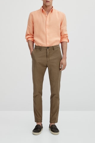 Pantalon chino en coton slim fit - Marron