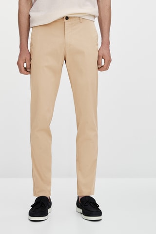 Pantalon chino en coton slim fit - Beige
