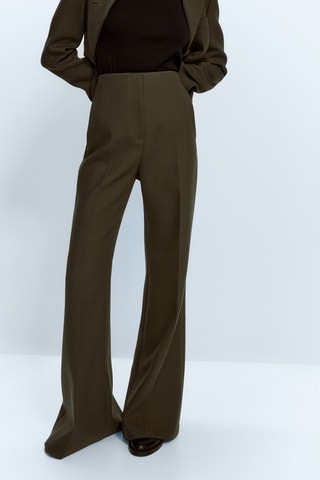 Pantalon de tailleur évasé avec fentes - Kaki