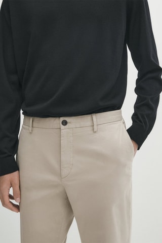 Pantalon chino texturé ottoman coupe slim - Beige