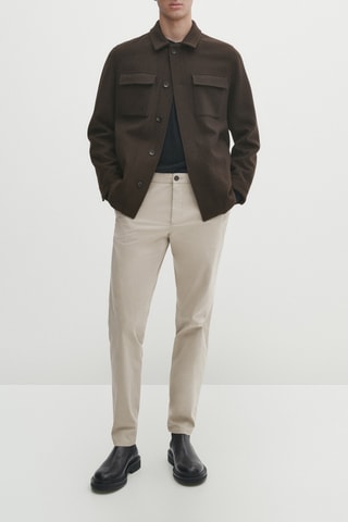 Pantalon chino texturé ottoman coupe slim - Beige