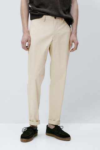 Pantalon chino serge relaxed fit - Ecru