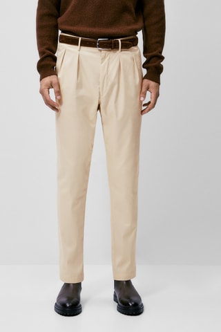 Pantalon chino en coton tapered - Ecru