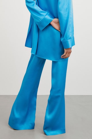 Pantalon satiné à fentes - Bleu