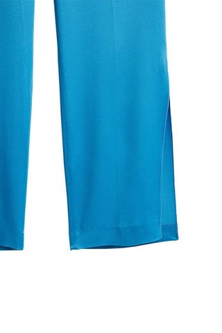 Pantalon satiné à fentes - Bleu