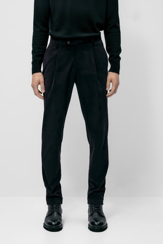 Pantalon habillé en coton - Bleu marine