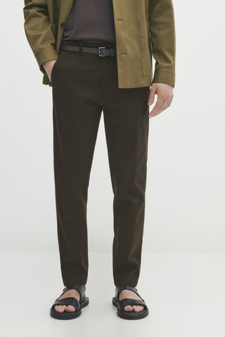 Pantalon chino micro-texturé tapered fit - Vert foncé
