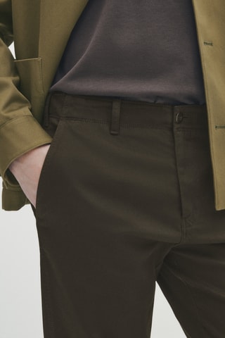 Pantalon chino micro-texturé tapered fit - Vert foncé