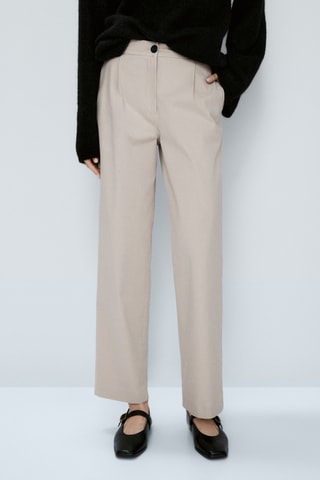 Pantalon chino en coton mélangé - Ecru