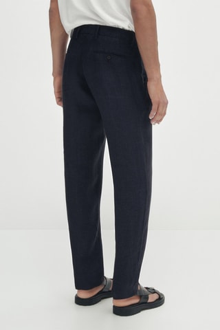 Pantalon de costume en lin sergé bleu marine - Bleu marine