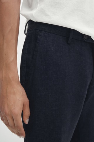 Pantalon de costume en lin sergé bleu marine - Bleu marine