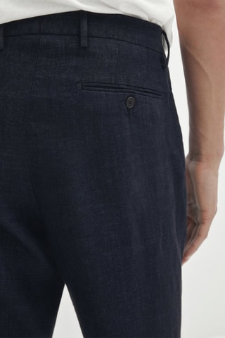 Pantalon de costume en lin sergé bleu marine - Bleu marine