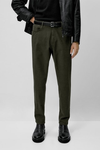 Faux jean texturé tapered fit - Kaki