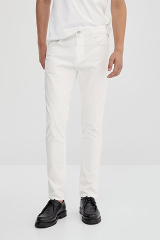 Faux jean texturé slim fit - Blanc