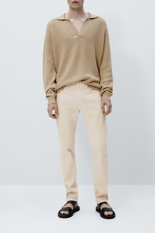Faux jean texturé slim fit - Beige