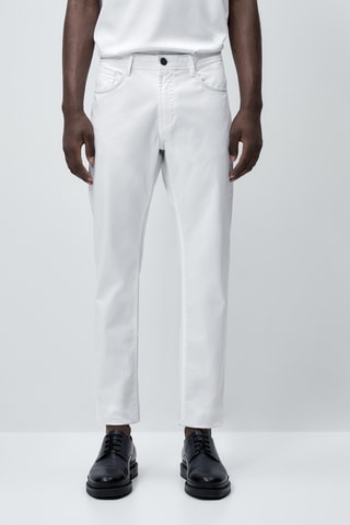 Pantalon type jean tricotine slim fit - Blanc