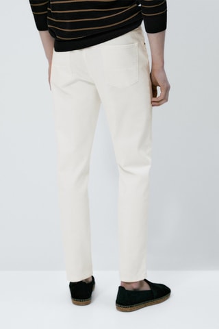 Jean en coton mélangé coupe tapered - Blanc