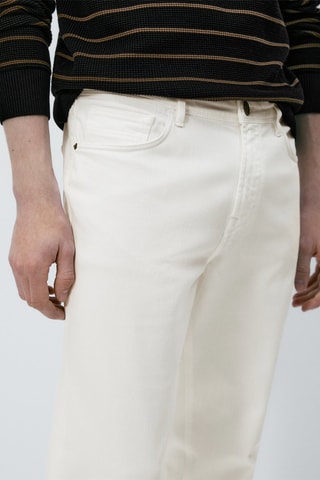 Jean en coton mélangé coupe tapered - Blanc