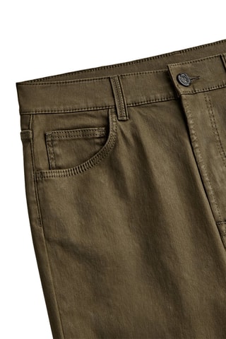 Jean enduit taille haute droite - Kaki