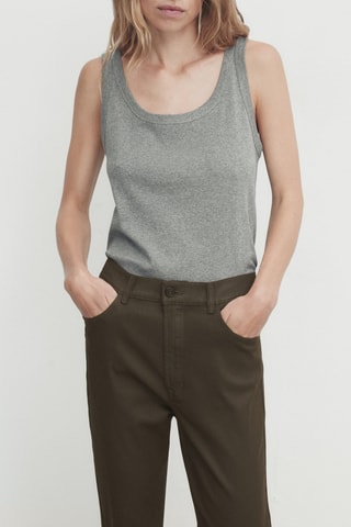 Jean enduit taille haute coupe droite - Marron