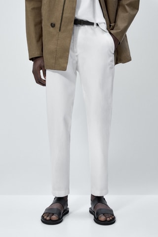 Jean tapered fit en lin - Blanc