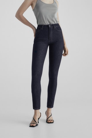 Jean taille haute coupe skinny - Bleu marine