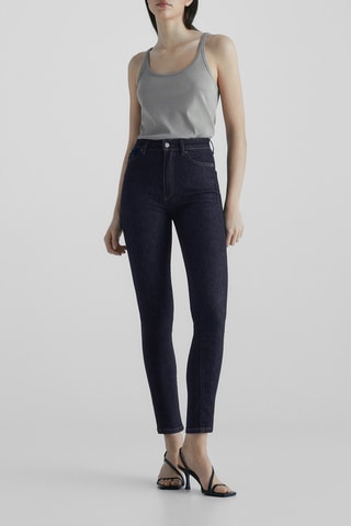 Jean taille haute coupe skinny - Bleu marine