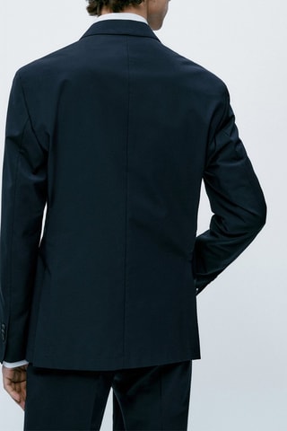 Veste de costume avec de la laine et du coton - Bleu marine