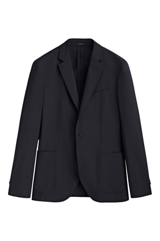 Veste de costume avec de la laine et du coton - Bleu marine