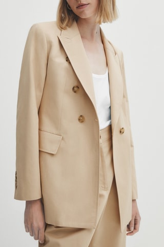 Veste croisée en coton mélangé avec 23% de lin - Beige