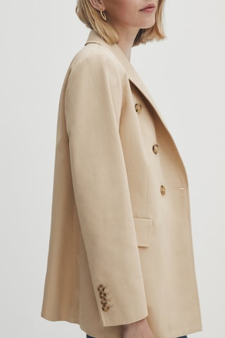 Veste croisée en coton mélangé avec 23% de lin - Beige