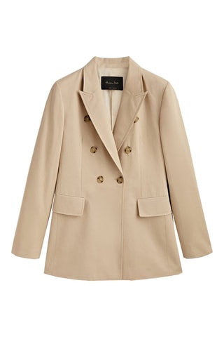 Veste croisée en coton mélangé avec 23% de lin - Beige