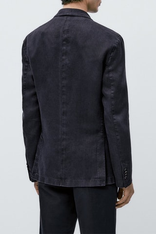 Veste en lin teintée bleu marine - Bleu marine